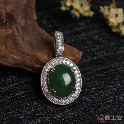 精選天然和田碧玉吊墜 925銀項墜女款，廠家直銷帶證書